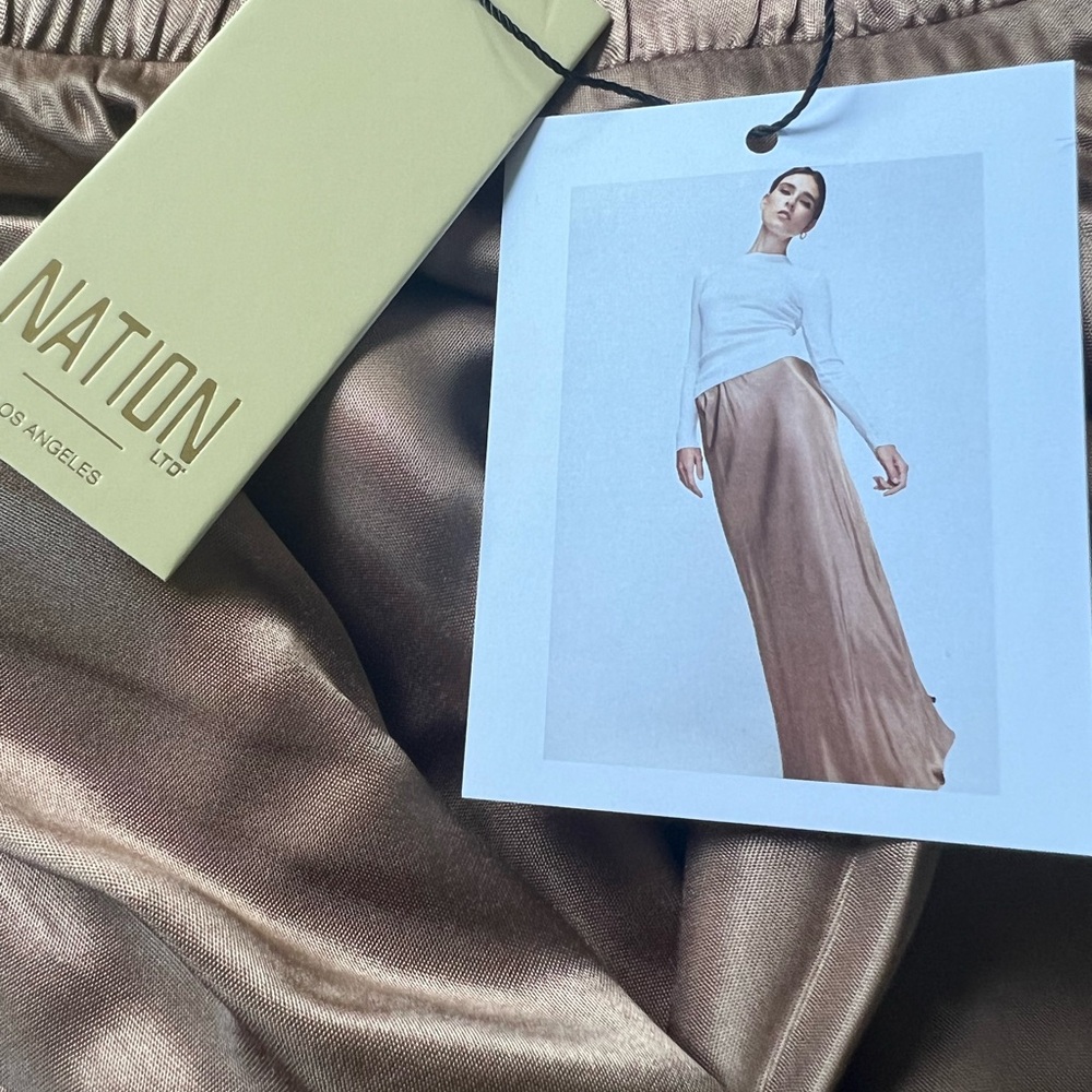 NWT Nation LTD Satin Maxi Skirt in Champagne Taupe
